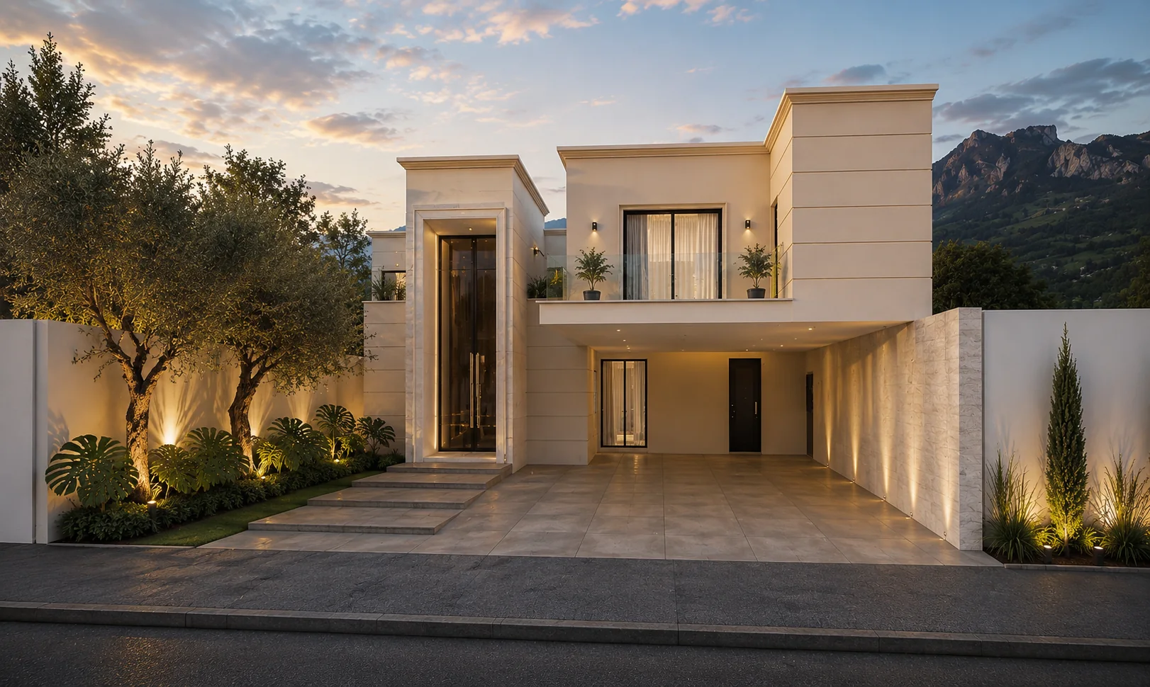 Casa dentro de Puerta de Hierro al atardecer